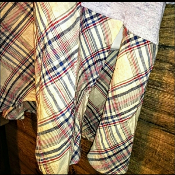 Love Top Size 1X Plaid High Low Crop Sleeve NWT - Picture 8 of 12